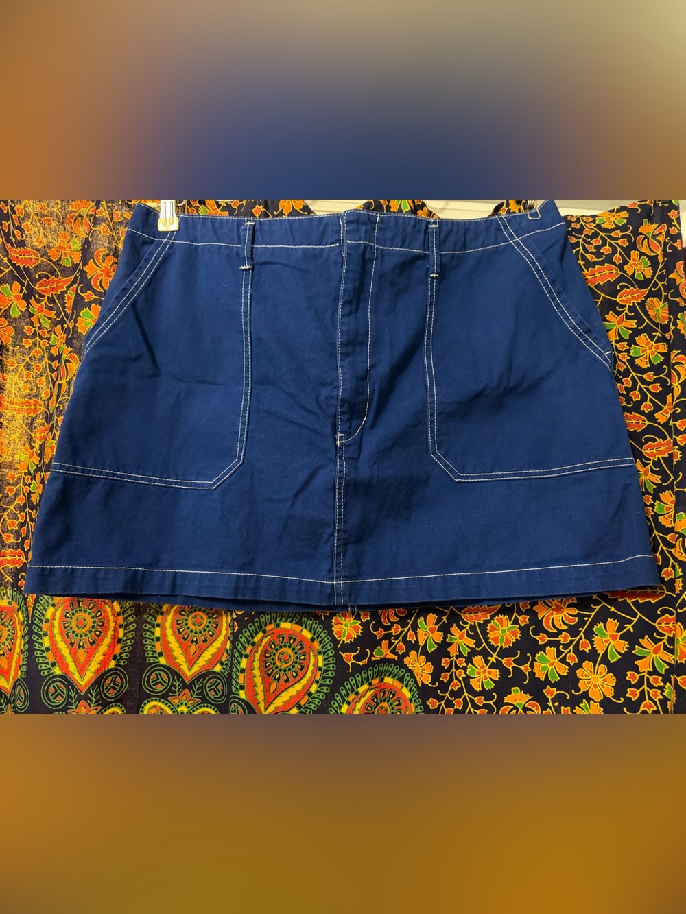 wild fable Blue Mini Skirt with Contrast Stitching